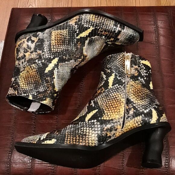 Reike Nen Womens Leather Python Ankle Boots In Multicolor Wave heel - Picture 4 of 8